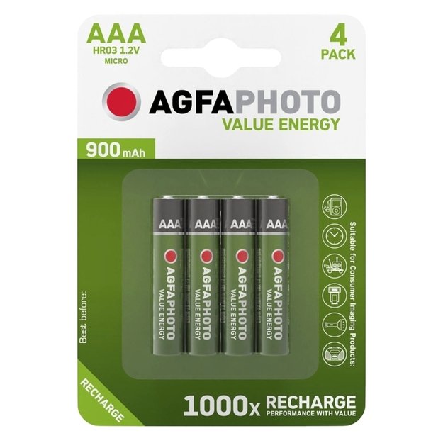 AgfaPhoto baterijos AAA 900mah 1.2V, 4 vnt.