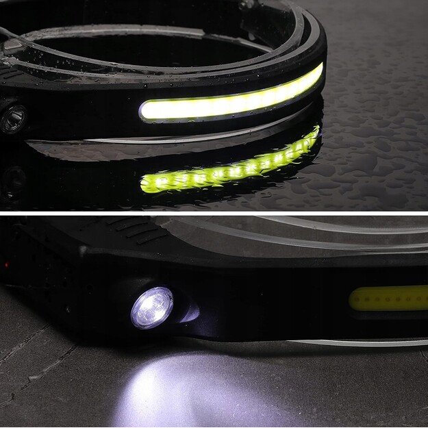 Vayox COB + XPE įkraunamas žibintuvėlis ant galvos 350lm su judesio jutikliu VA0128