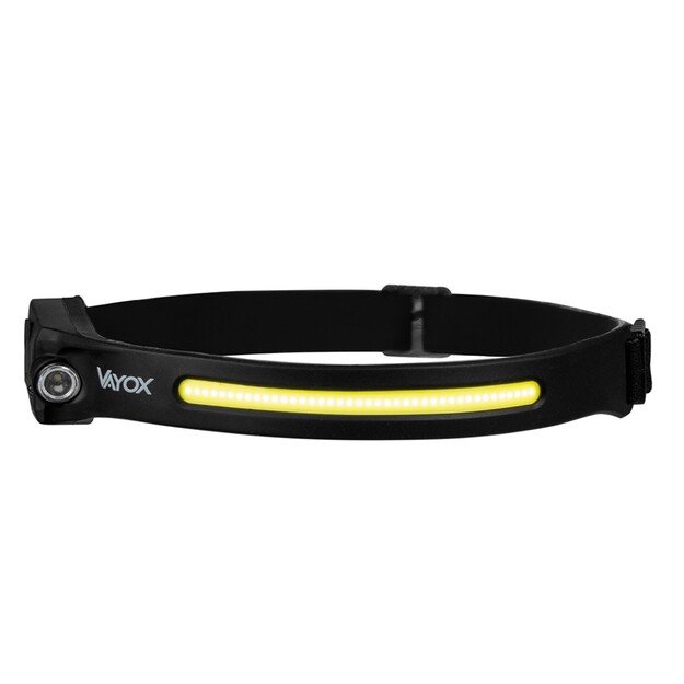 Vayox COB + XPE įkraunamas žibintuvėlis ant galvos 350lm su judesio jutikliu VA0128