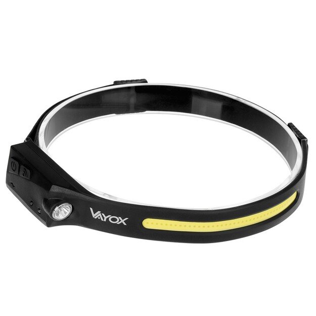 Vayox COB + XPE įkraunamas žibintuvėlis ant galvos 350lm su judesio jutikliu VA0128
