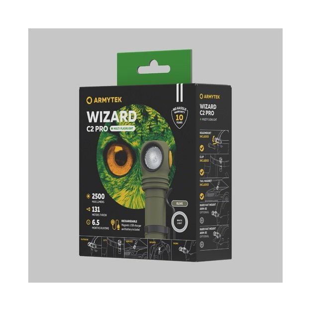 Armytek Wizard C2 Pro Magnet USB žibintuvėlis 2500lm Olive F08701CO