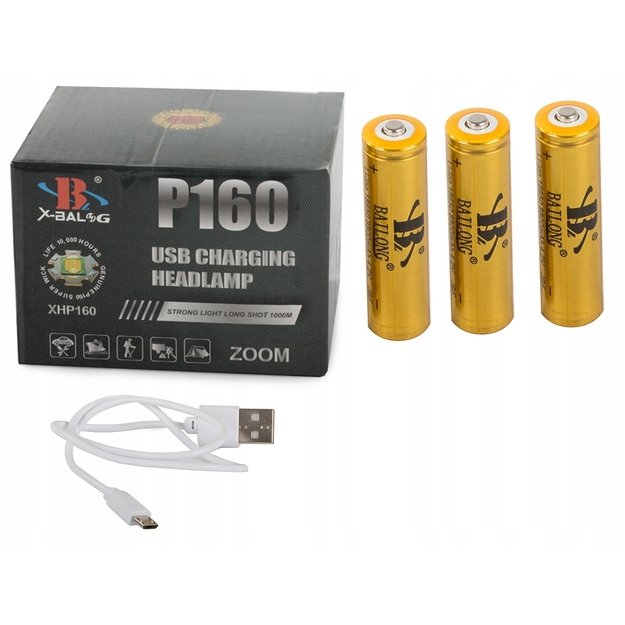 LED galvos žibintuvėlis XHP160 su priartinimo funkcija, powerbank funkcija