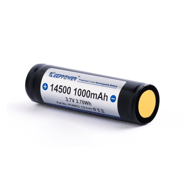 Keeppower 14500 - 1000 mAh, 3,6 - 3,7 V ličio jonų akumuliatorius su PCB apsauga 1 VNT P1450C2
