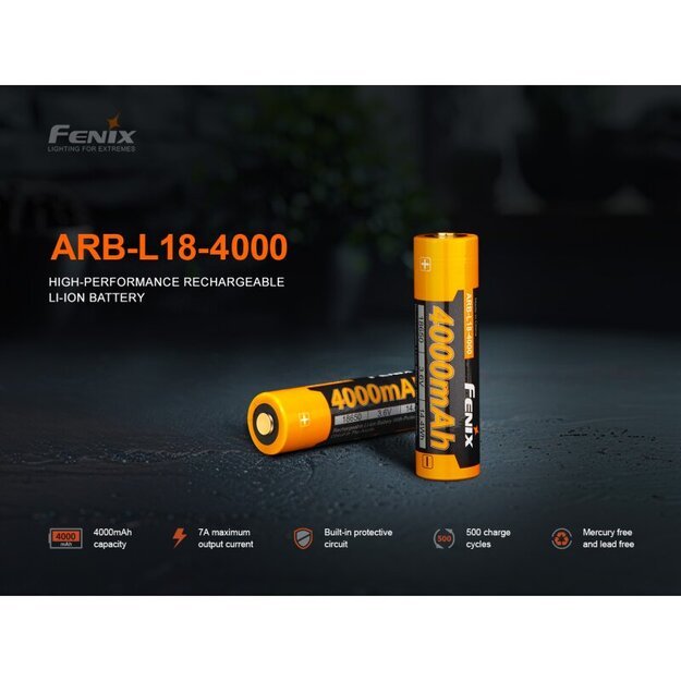 Fenix​​​ ARB-L18-4000 18650 Li-Ion аккумулятор с защитой 4000 мАч