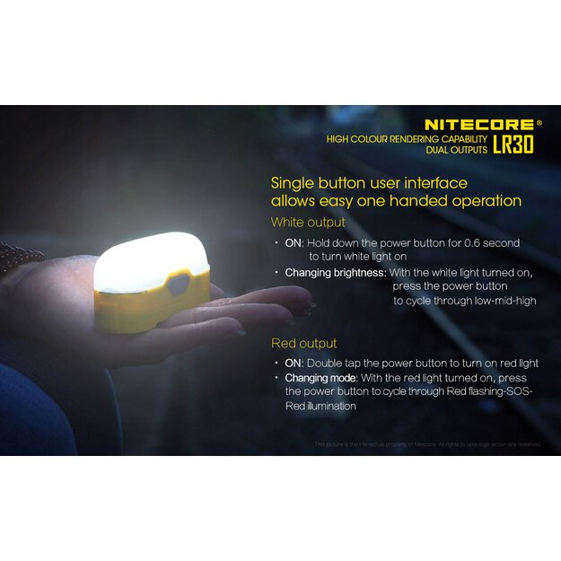 Nitecore LR30 LED lempa, mėlyna