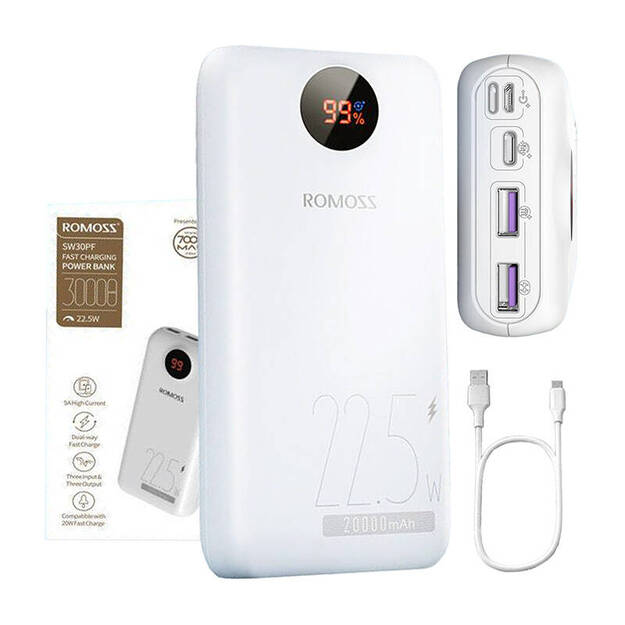 Powerbank Romoss PSW30PF 30000mAh, 22.5W (белый)