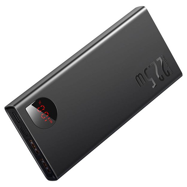 Maitinimo baterija Baseus Adaman Metal, 10000 mAh, 2xUSB, USB-C, Lightning, MicroUSB 22,5W (juoda)