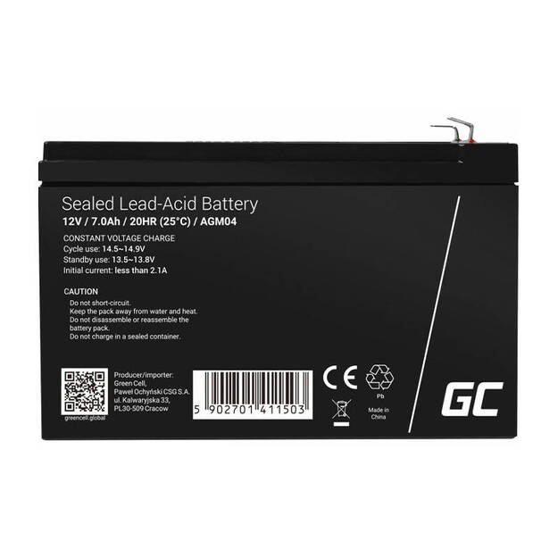 Аккумуляторная батарея AGM 12V 7Ah необслуживаемая для UPS ALARM