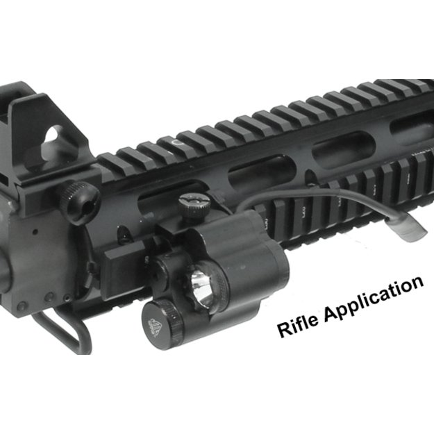 Leapers UTG Sub-compact LED žibintuvėlis ginklui su raudonu lazeriu
