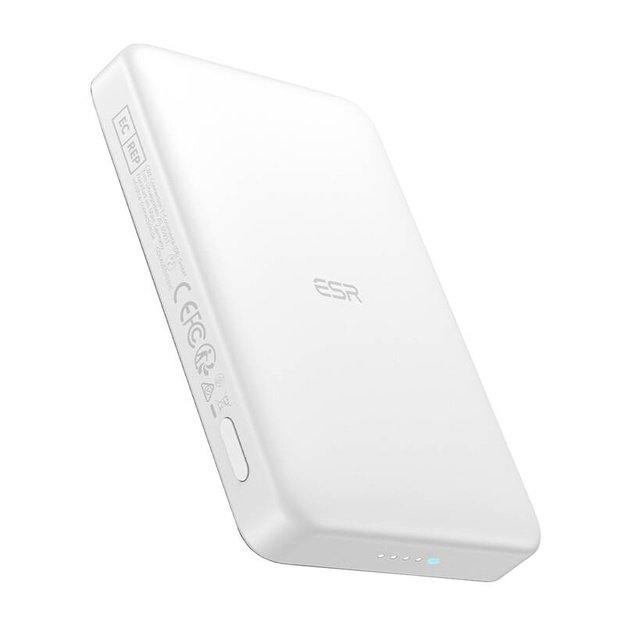 ESR Qi2 MagSlim 10000 mAh magnetinis powerbankas (baltas)