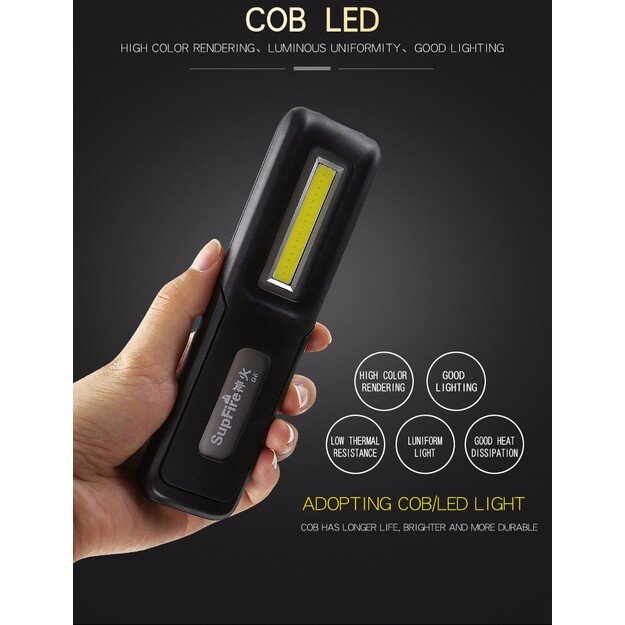Supfire G6, USB, 140 lm darbo žibintas
