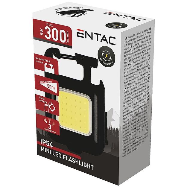 Entac Mini Cube raktų pakabukas, įkraunamas 200 mAh žibintuvėlis EN-6127