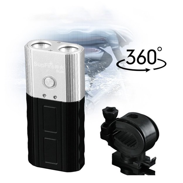 Supfire BL06 dviračio žibintas, USB, POWER BANK, 600lm