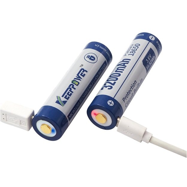 Аккумулятор KEEPPOWER ICR18650-320PCM 3200мАч Li-ION m-USB (2 шт.) P1832U
