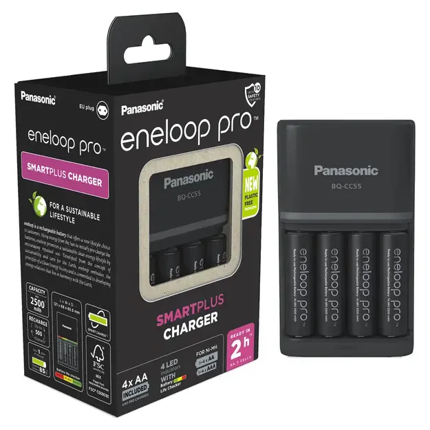 Eneloop BQ-CC55 charger + 4 pcs batteries Eneloop PRO 2550mAh AA