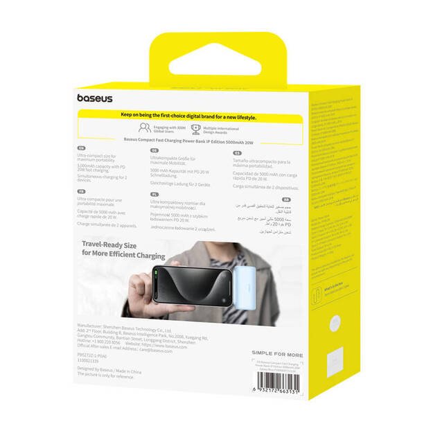 Powerbank OS-Baseus Compact IP 5000mAh 20W (mėlynas)