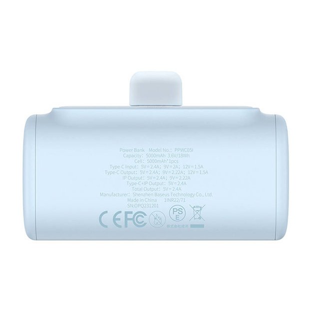 Powerbank OS-Baseus Compact IP 5000mAh 20W (mėlynas)