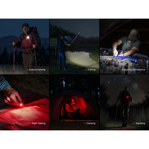 Fenix SW05R-RED Baltas ir Raudonas LED Žibintuvėlis, žalias