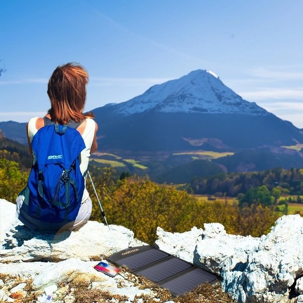 Choetech sulankstomas saulės įkroviklis 19W 2x USB-A - juodas SC001