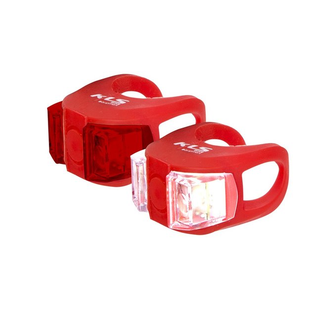 Žibintų komplektas KLS Twins, su baterijomis (raudonas)