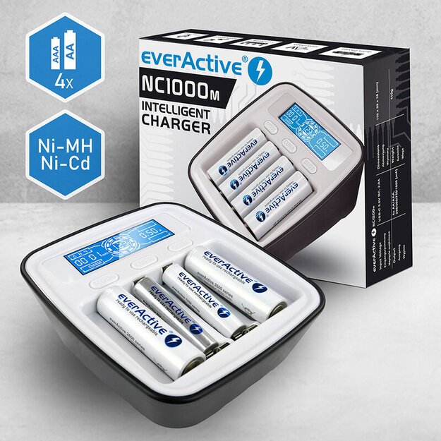 Everactive NC-1000M USB-C baterijų įkroviklis