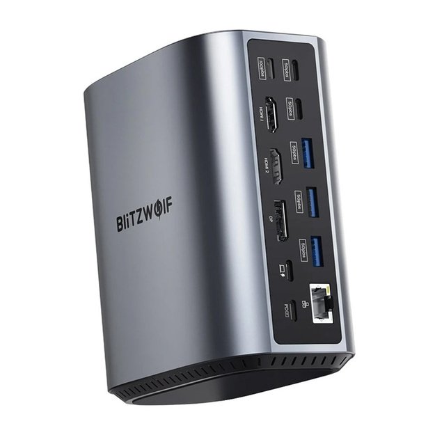 Blitzwolf BW-TH15 17in1 Док-станция 2xHD+DP+4xC+3xUSB 3.0+USB 3.1+C 3.2+C PD+RJ45+micro SD+SD+3.5mm Audio