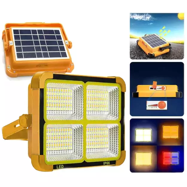 LED Floodlight with Solar Panel, Portable, with Power Bank Function (USB-C), 150W