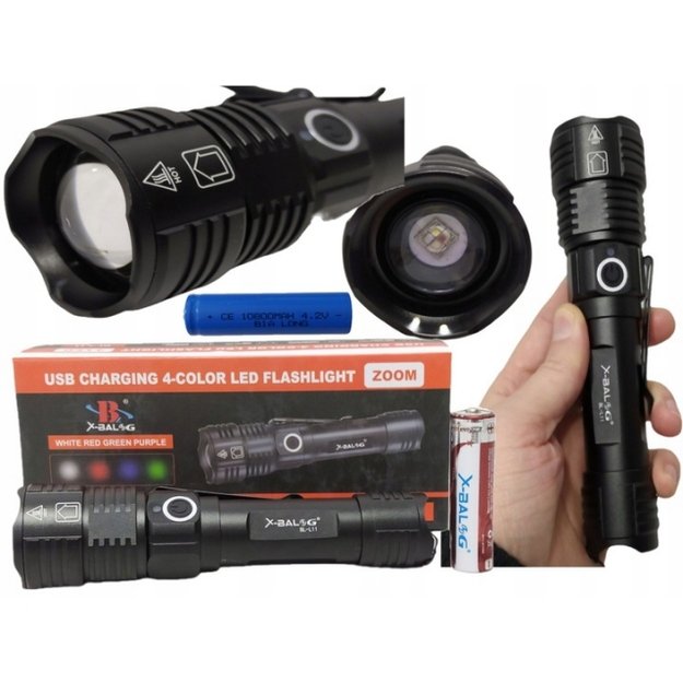 4 šviesos spalvų žibintuvėlis, įkraunamas BL-L11