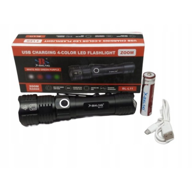 4 šviesos spalvų žibintuvėlis, įkraunamas BL-L11
