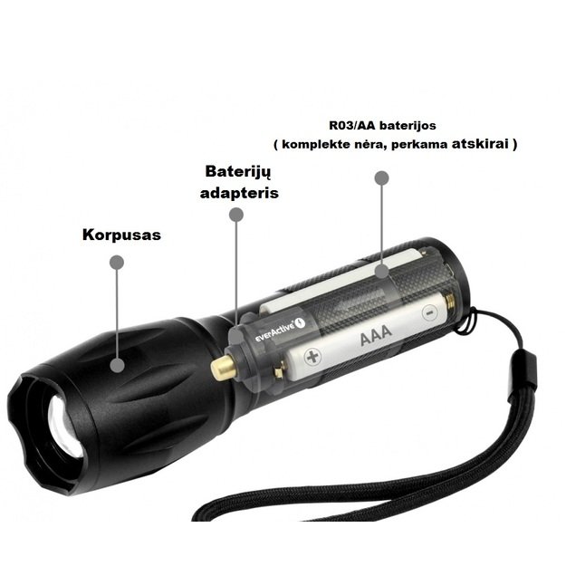 EverActive FL-600 LED žibintuvėlis + dviračių laikiklis