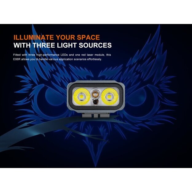 Fenix ​​E06R žibintuvėlis: balta + UV + lazerinė šviesa, Baltas