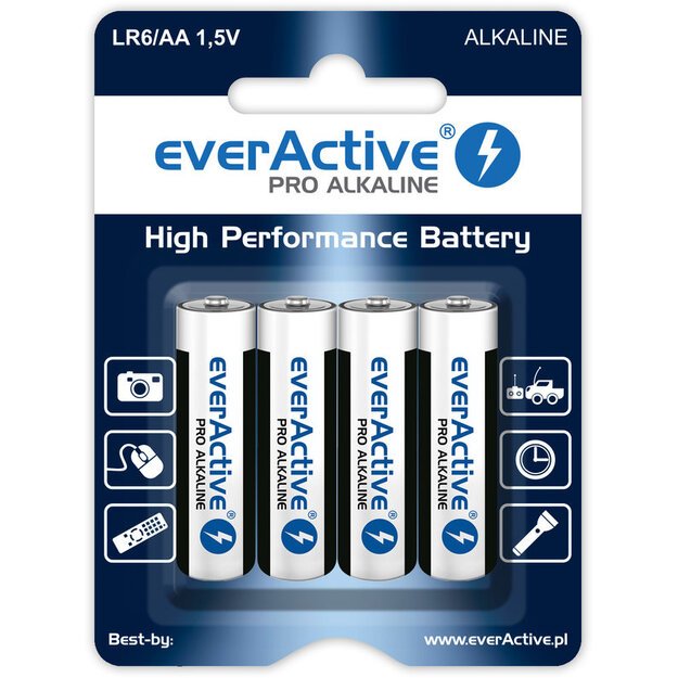 Šarminės AA baterijos everActive Pro Alkaline LR6   4 vnt