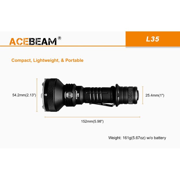 AceBeam L35 V2.0 taktinis žibintuvėlis Juodas