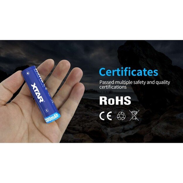 3300mah pakraunama 18650 baterija XTAR su apsauga