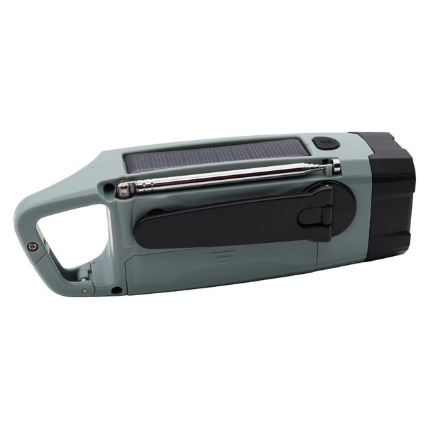 Avarinis radijas su žibintuvėliu, LED lempute, generatoriumi