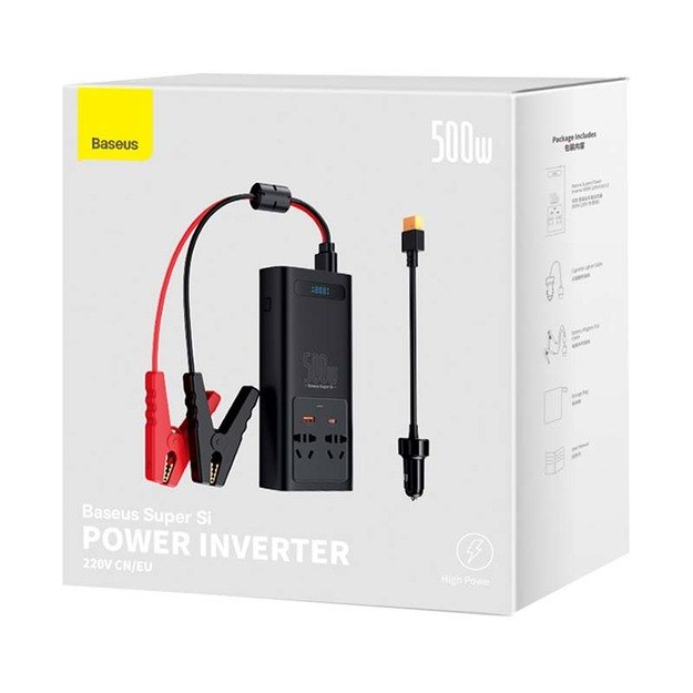 Inverter converter 500W CN/EU Super Si Power, Baseus, Black