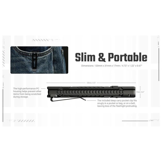 Nitecore EDC07 žibintuvėlis 1500lm, MCT, Juodas