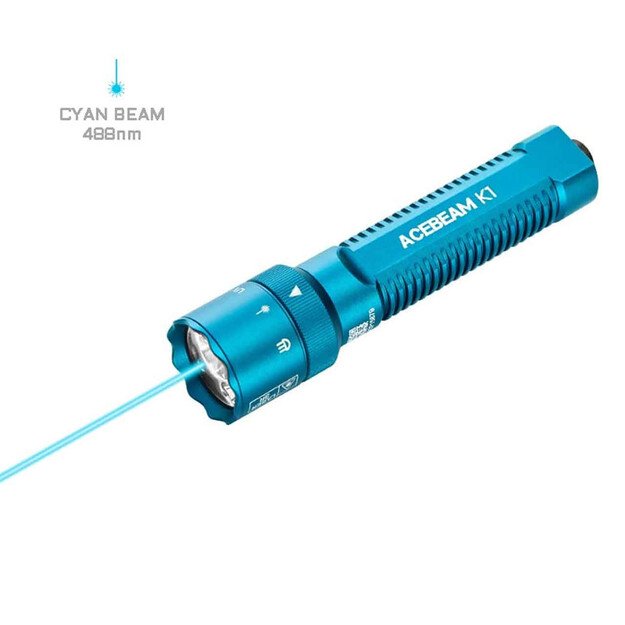 Фонарь Acebeam K1 с УФ-подсветкой и лазерной указкой, синий.
