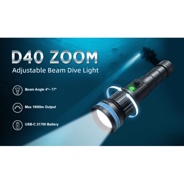 XTAR D40 Zoom diving flashlight 1600lm KIT
