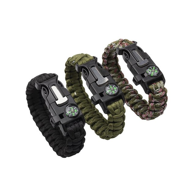 Paracord Survival Bracelet with Fire Starter, Compass and Whistle BR-003