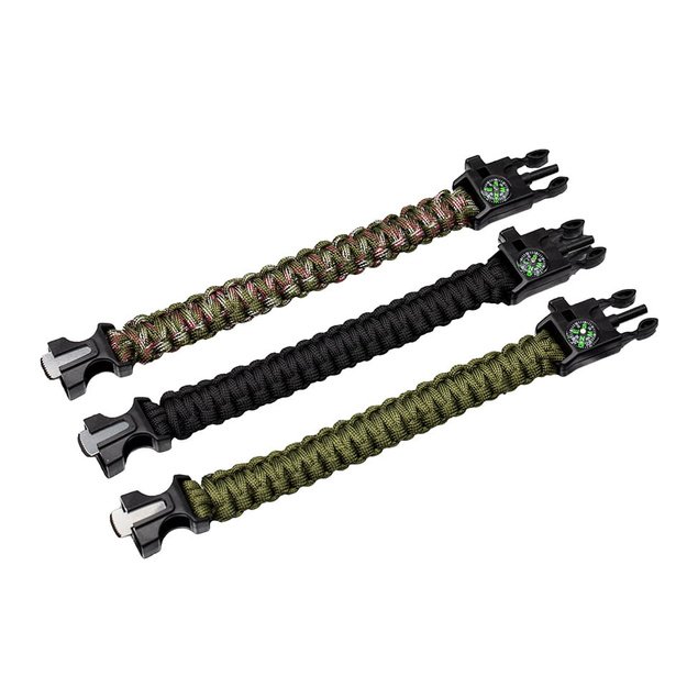 Paracord Survival Bracelet with Fire Starter, Compass and Whistle BR-003