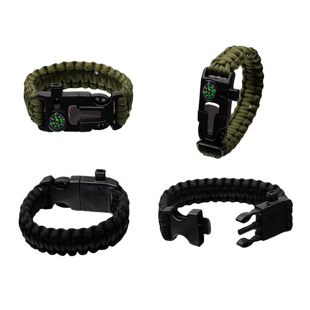 Paracord Survival Bracelet with Fire Starter, Compass and Whistle BR-003