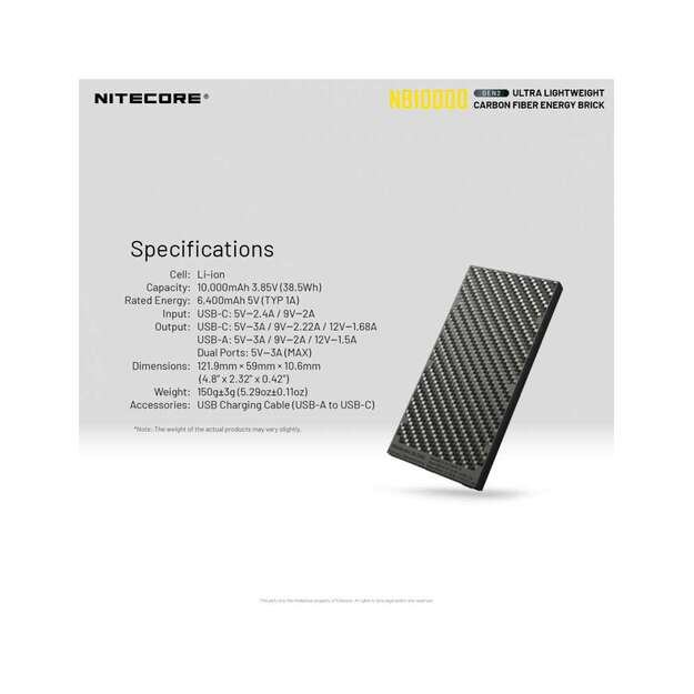 Внешний аккумулятор (Power Bank) Nitecore NB10000 GEN2, 10000 мАч