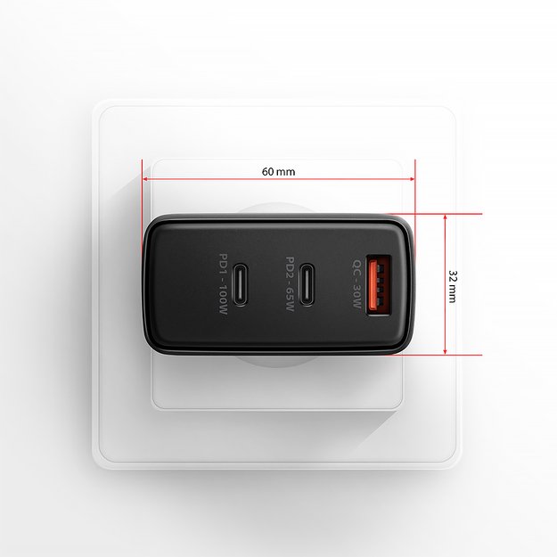 Сетевое зарядное устройство Axagon ACU-DPQ100, 100W (PD 3.0 / QC 4+, 3 порта)