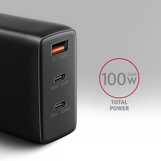 Сетевое зарядное устройство Axagon ACU-DPQ100, 100W (PD 3.0 / QC 4+, 3 порта)