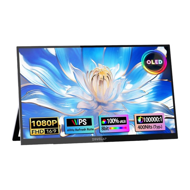 ZEUSLAP OL133ED Portable Monitor with a 13.3  Touchscreen