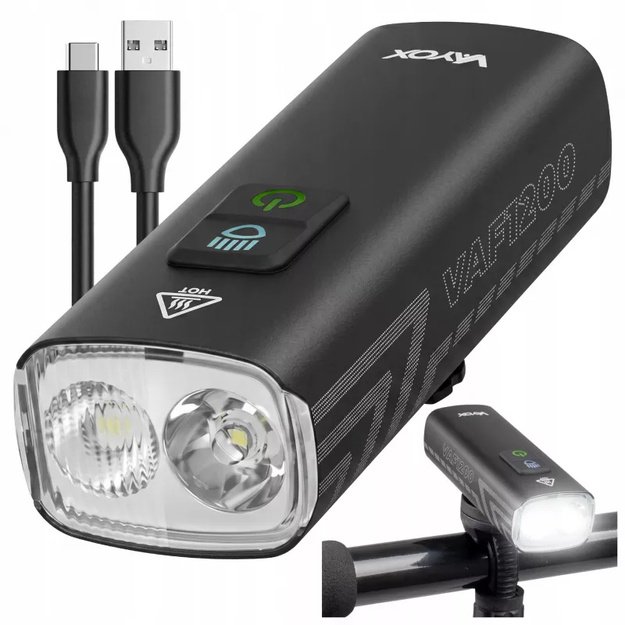 Vayox priekinis dviračio žibintas 2500mAh 1200lm IPX6 VAF1200