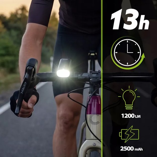 Vayox priekinis dviračio žibintas 2500mAh 1200lm IPX6 VAF1200
