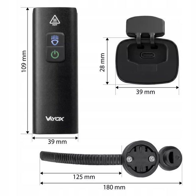Vayox priekinis dviračio žibintas 2500mAh 1200lm IPX6 VAF1200