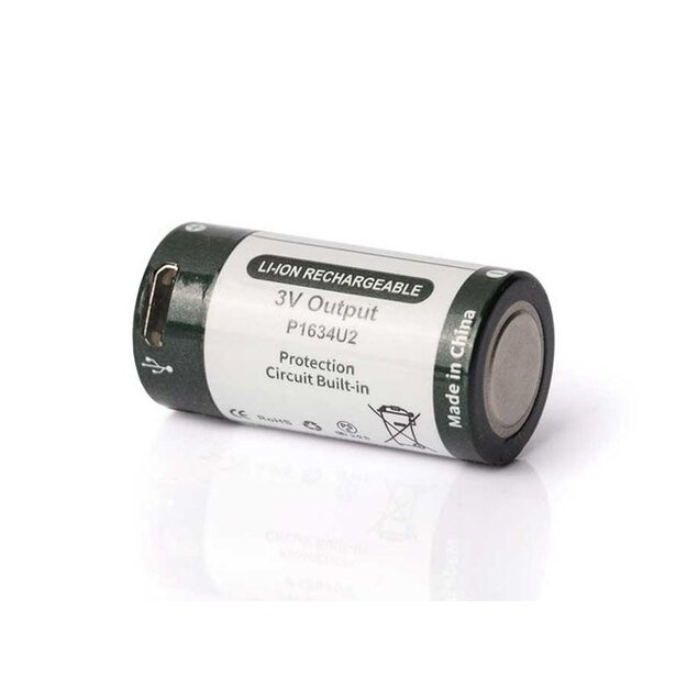 Keeppower 16340 1000mAh 3V su micro USB 2 vnt.